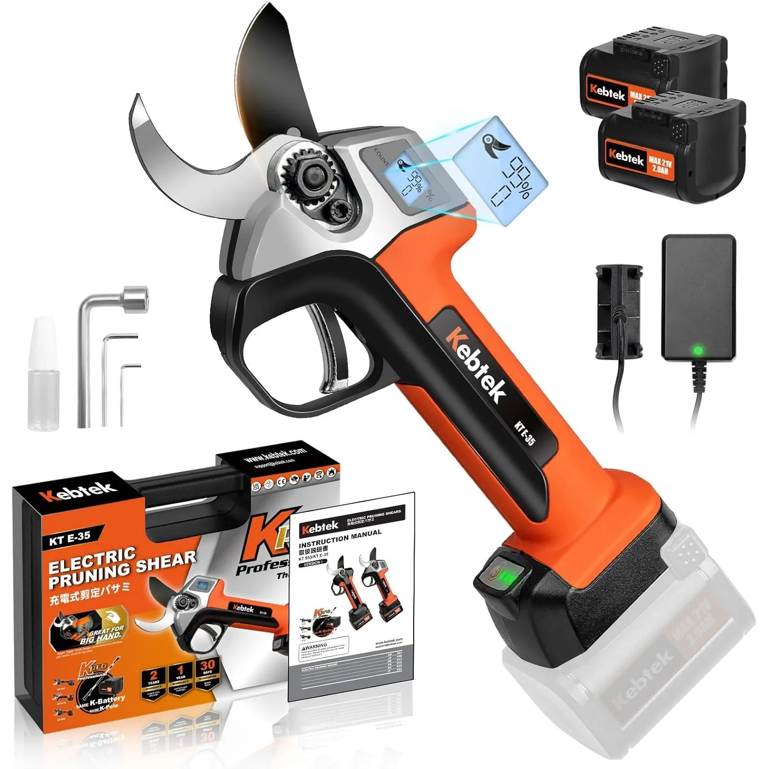 Kebtek Professionelle Elektrische Gartenschere 35MM Elektrische Astschere