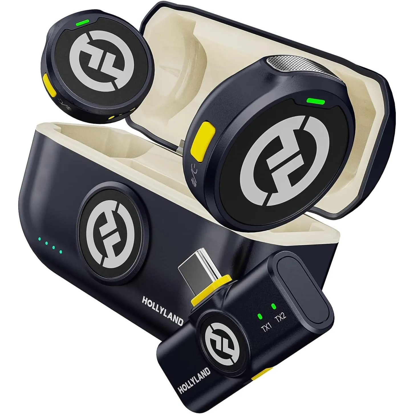 Hollyland Lark M2 kabellos Lavalier Mikrofon für iPhone15/16/17& Android-Geräte, 300m Reichweite, Hi-Fi Audio, Rauschun…