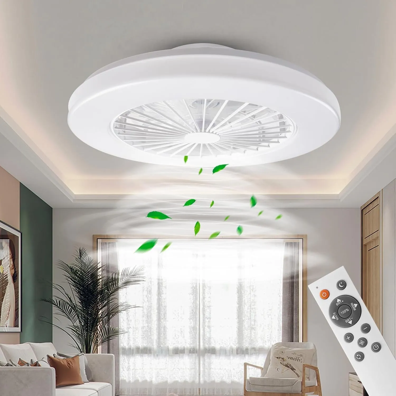 Moderne LED-Deckenleuchte mit Ventilator, Deckenventilator mit Lampe, 24 Ventilationsgeschwindigkeiten, stufenlos dimmb…