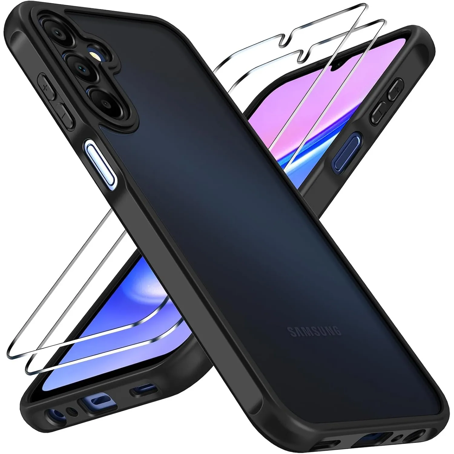 iVoler Hülle für Samsung Galaxy A15 4G / 5G mit 2 Stück Panzer Schutz Glas, Militärstandard Stoßfest Kameraschutz Handy…