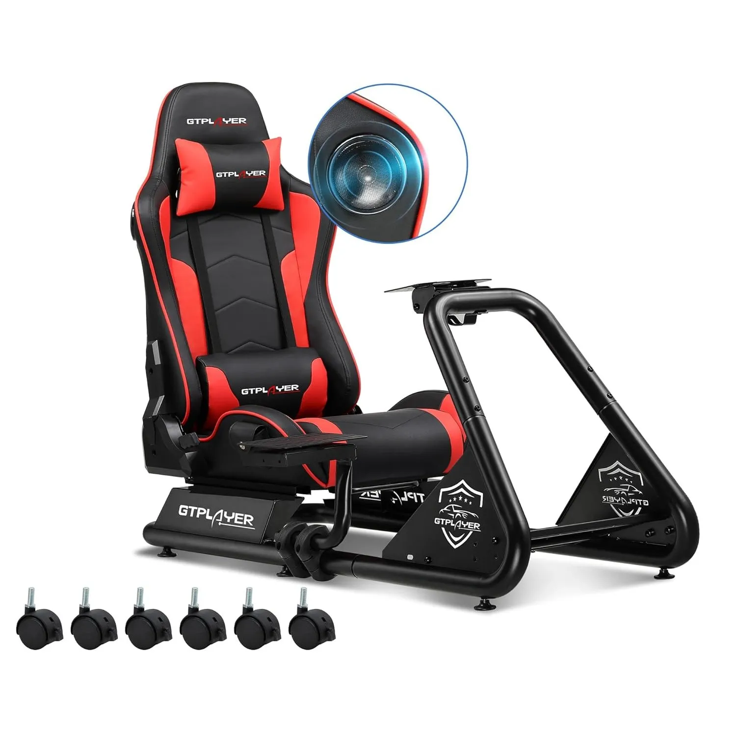 GTPLAYER Simulator Cockpit, SIM Racing Cockpit, rennsimulator lenkradständer mit Lautsprechern, Lenkrad und Pedalablage
