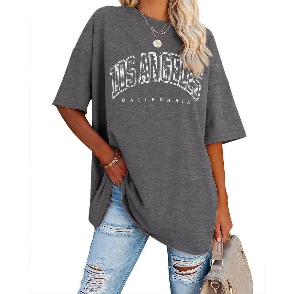 Ebifin Oversize T Shirt Damen Vintage Kurzärmeliges Rundhals Los Angeles Oberteile Tops Casual Lockere Basic Sommer Tee…