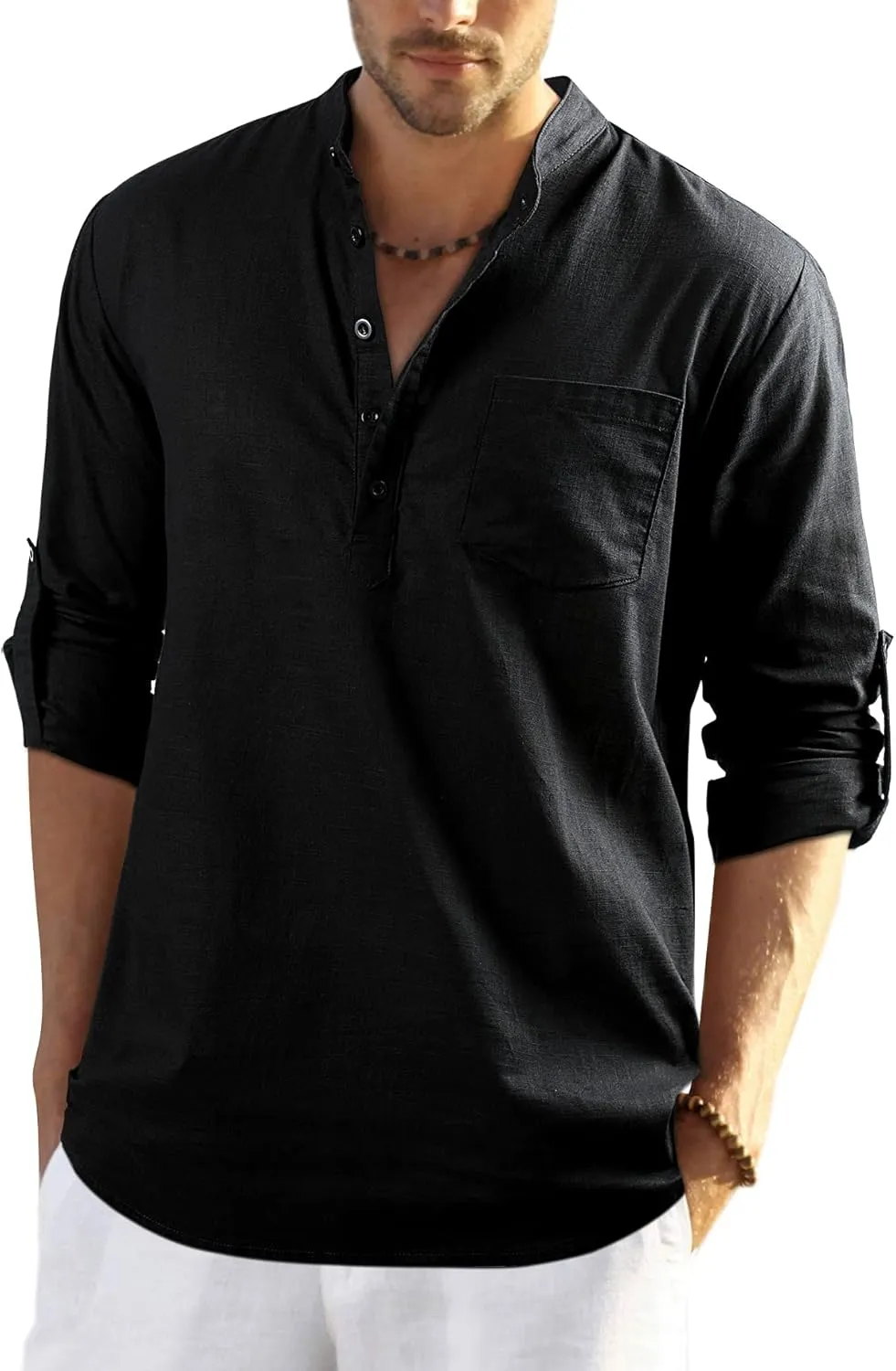 Enlision Men's Cotton Linen Shirt, Summer Shirt, Men's Shirt, Long Sleeve, Regular Fit, Casual Shirt, Shirts