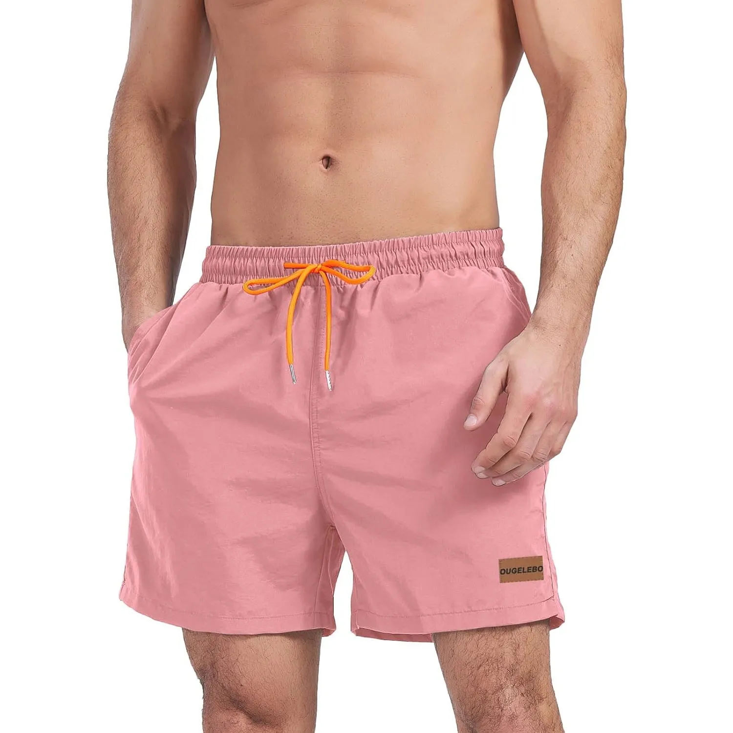 Ougelebo Badehose Herren mit Reißverschlusstasche Badeshorts Schnelltrocknend