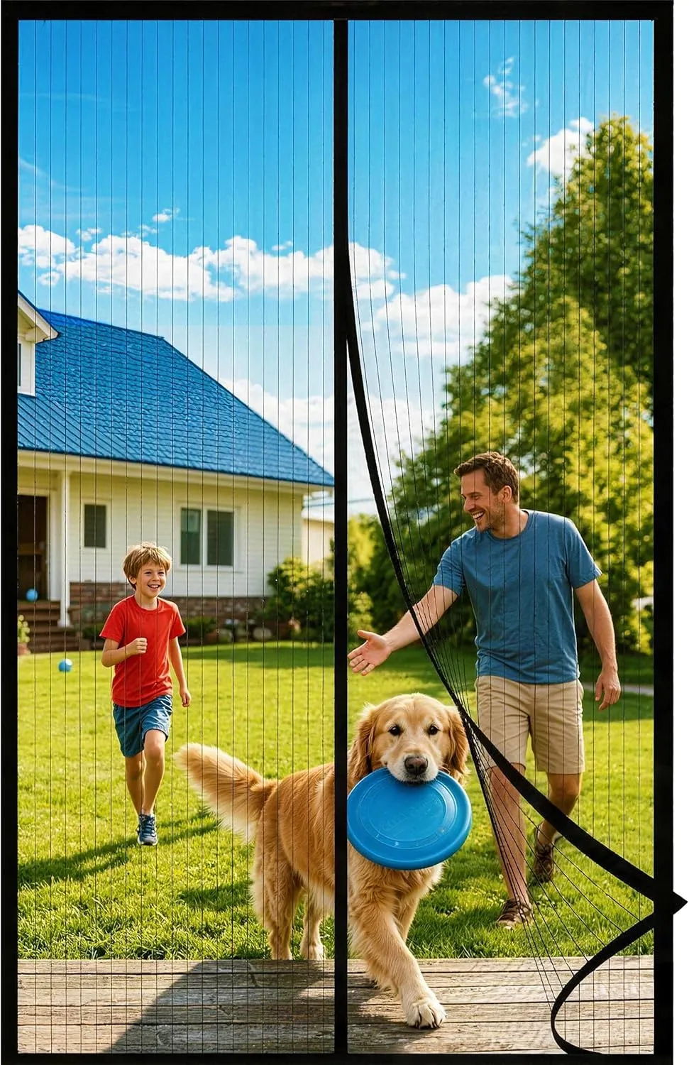 HOWIN Magnetic Fly Curtain Balcony Door, Fly Screen Patio Door, No Drilling, 120 x 220 cm, Mosquito Net Door, Fly Prote…