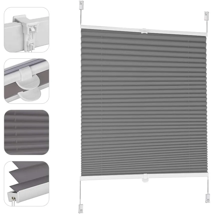 Sekey Plissee ohne Bohren Verdunkelung, Fenster Plissee Klemmfix Jalousie 90 cm breit, Verspannt Blickdicht Sonnenschut…