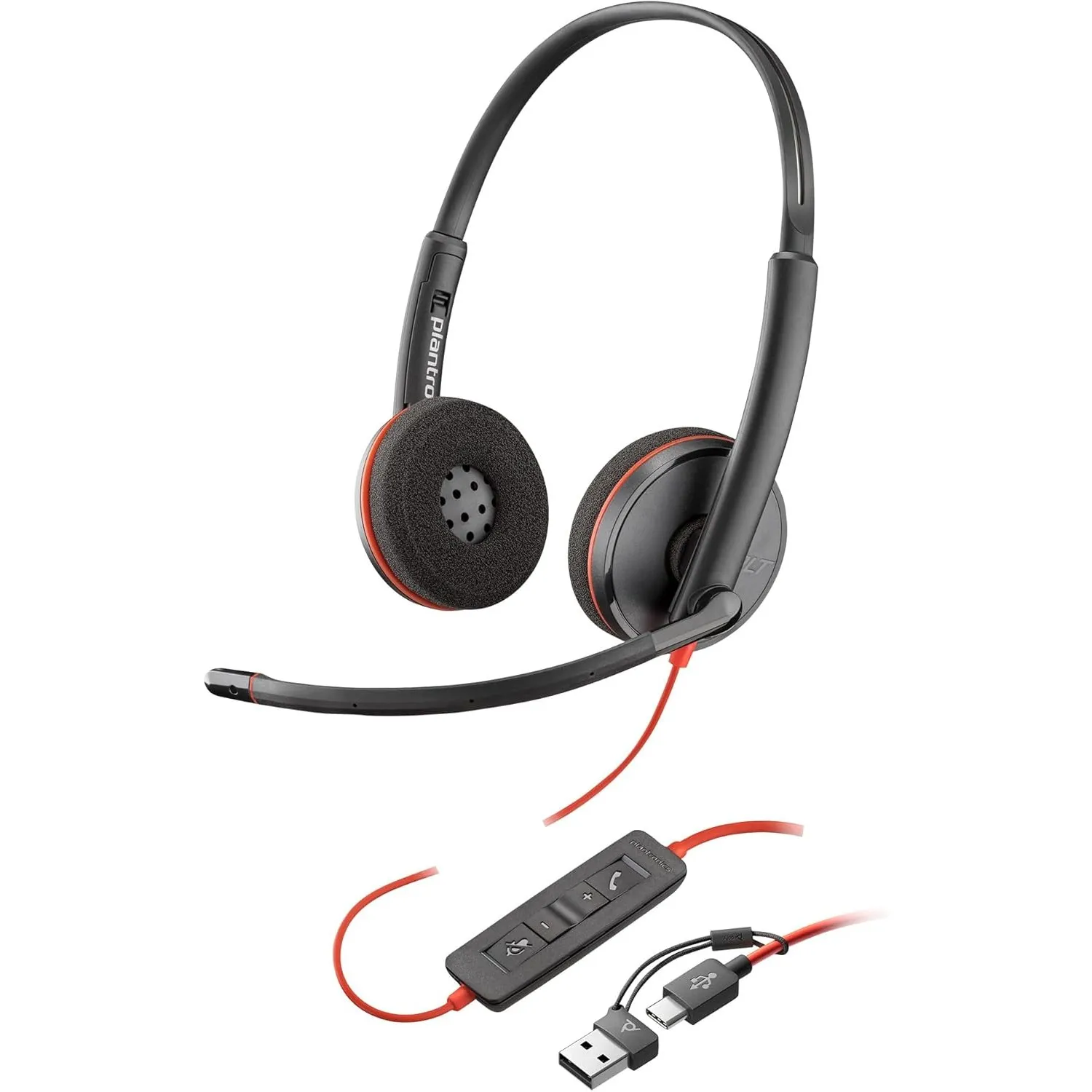 Poly Blackwire 3220 schnurgebundenes USB-C-Headset, Noise Cancelling-Mikrofon, Stereo-Design, Verbindung mit PC/Mac übe…