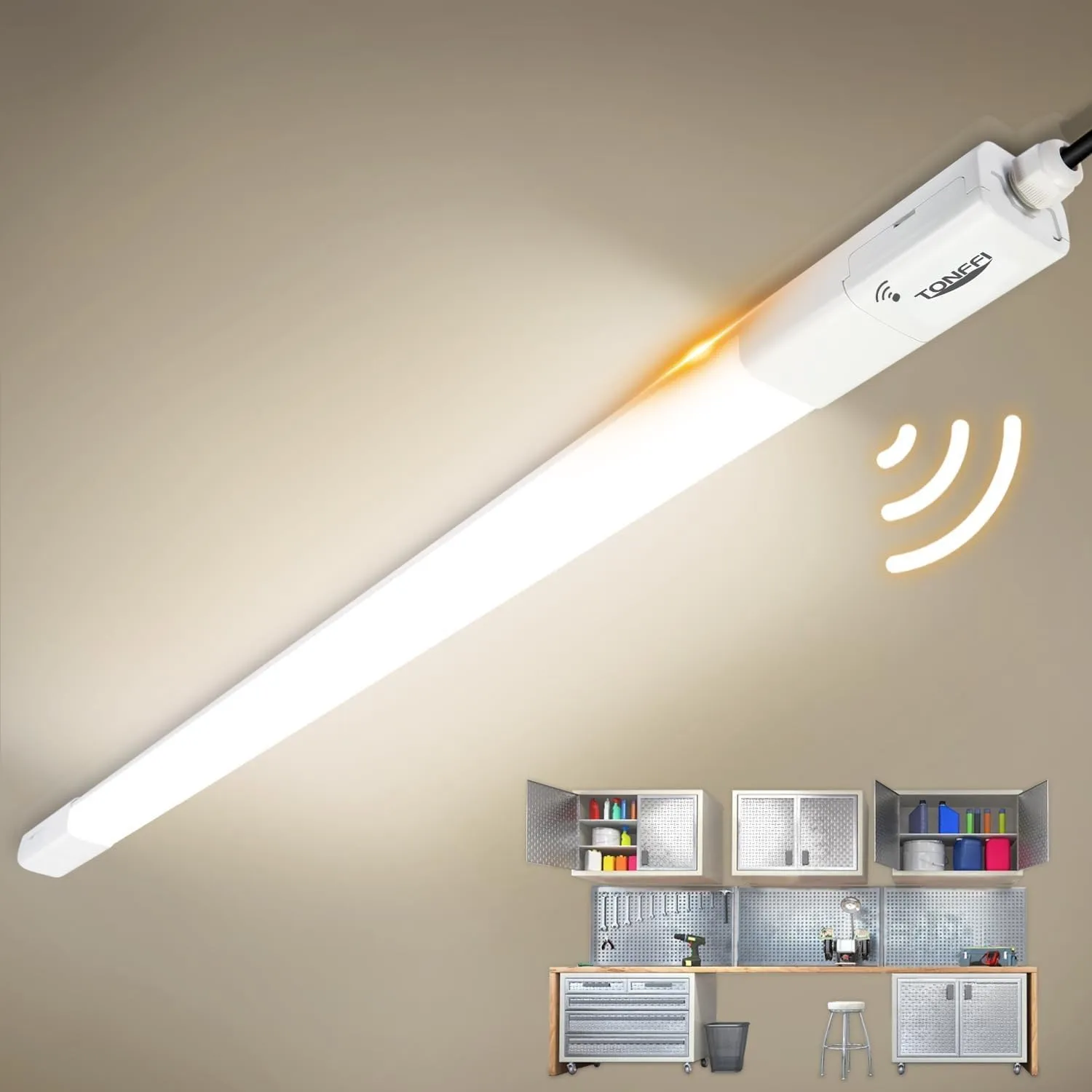 TONFFI LED Feuchtraumleuchte mit Bewegungsmelder 115CM, 36W 4100LM LED Deckenleuchte Röhre, 4000K IP65 Wasserfest Verkn…
