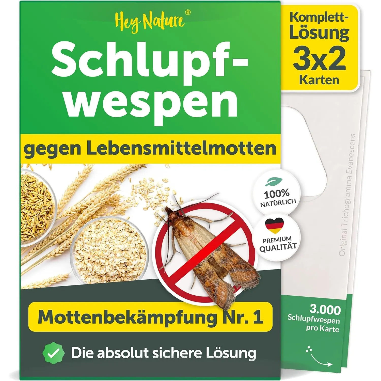 Hey Nature® Schlupfwespen gegen Lebensmittelmotten, 6 Karten (2 Karten à 3 Lieferungen). Effektiv Lebensmittelmotten be…