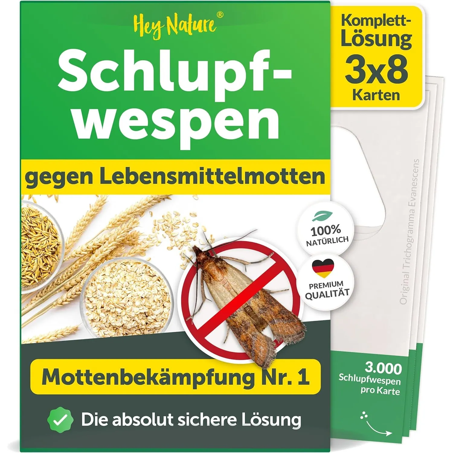Hey Nature Schlupfwespen gegen Lebensmittelmotten - Komplettkur 24 Karten