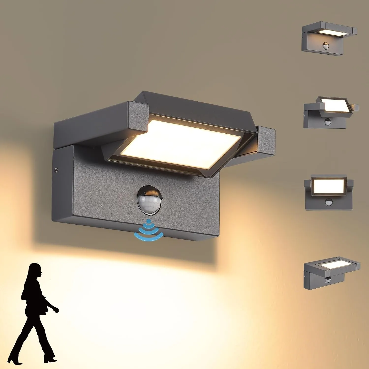 LED Außenleuchte mit Bewegungsmelder,12W Außenlampe Wand,IP65 Wasserdichte Außenwandleuchte 3000K Warmweiß Wandlampe,Wa…