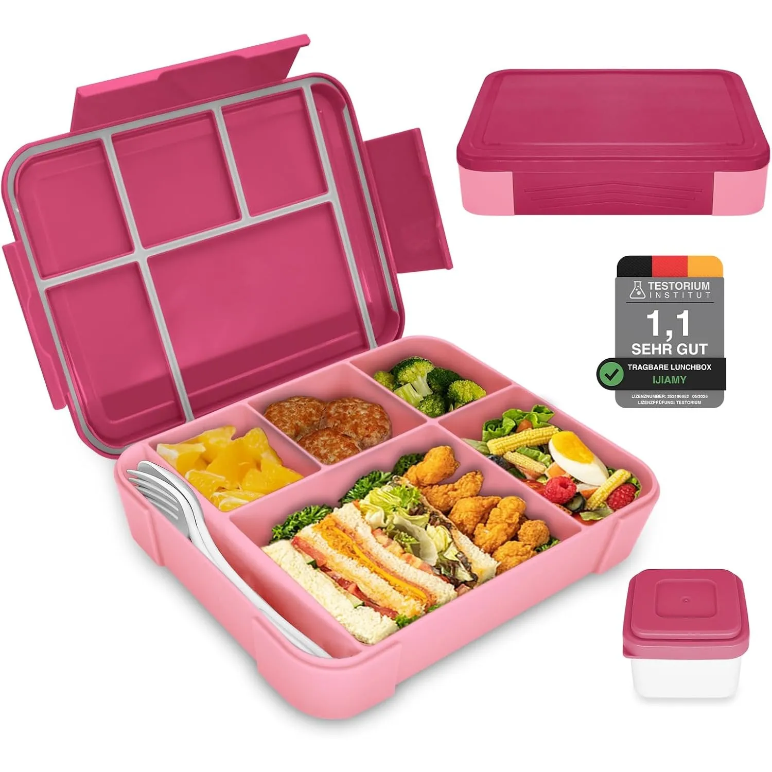 IJIAMY Brotdose Kinder mit Fächern, Bento Box Kinder, Auslaufsicher Lunchbox Kinder, Brotbox für Mädchen & Jungen, Snac…