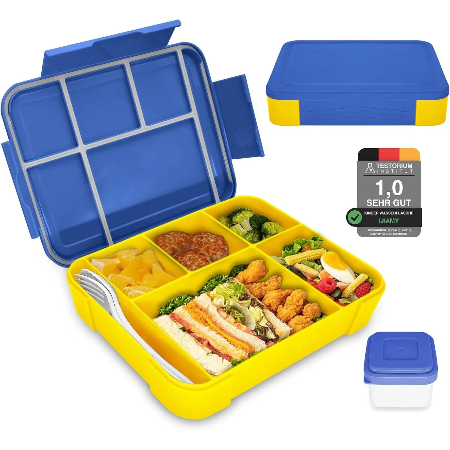 IJIAMY Brotdose Kinder mit Fächern, Bento Box Kinder, Auslaufsicher Lunchbox Kinder, Brotbox für Mädchen & Jungen, Snac…