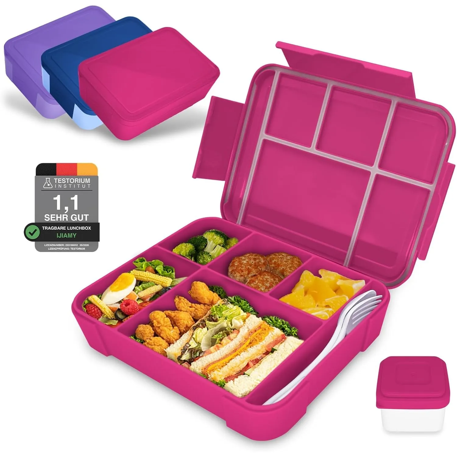 IJIAMY Brotdose Kinder mit Fächern, Bento Box Kinder, Auslaufsicher Lunchbox Kinder, Brotbox für Mädchen & Jungen, Snac…