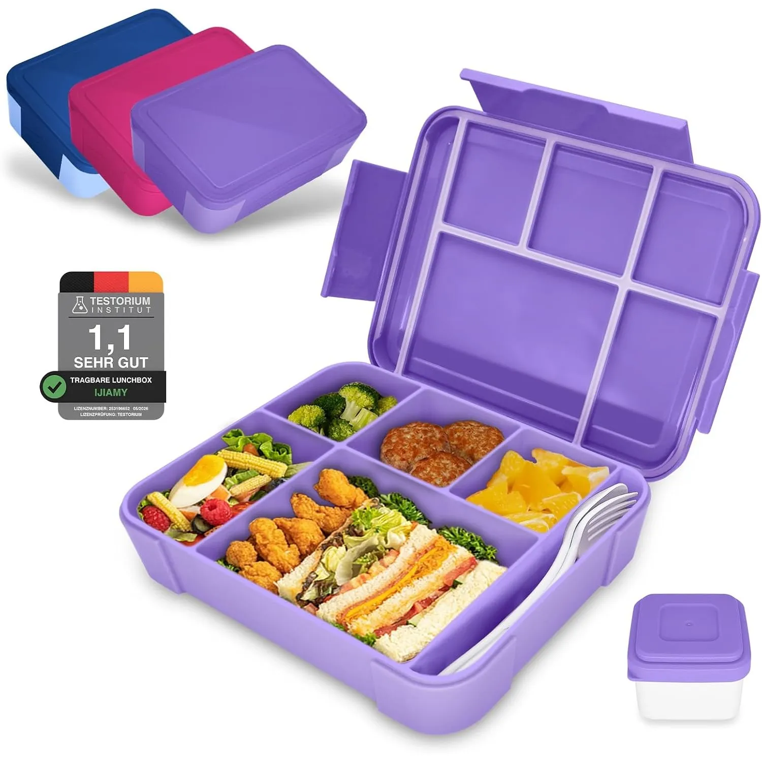 IJIAMY Brotdose Kinder mit Fächern, Bento Box Kinder, Auslaufsicher Lunchbox Kinder, Brotbox für Mädchen & Jungen, Snac…