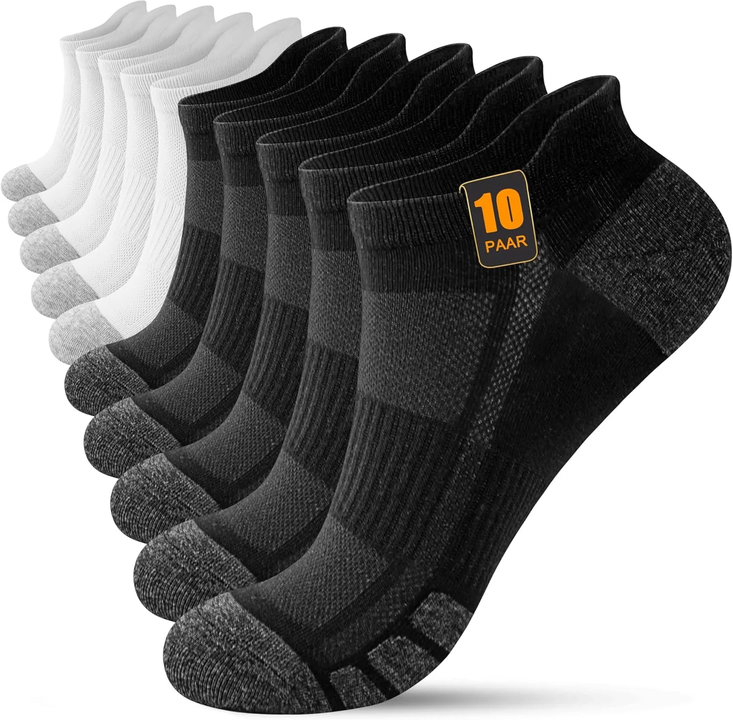 FORVEVO 10 Pairs of Trainer Socks, Men, Women, Cotton Sports Socks, Breathable Running Socks, Short