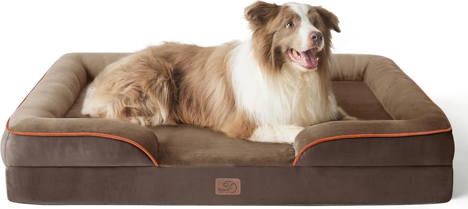 BEDSURE orthopädisches Hundebett Ergonomisches Hundesofa - 97x71 cm Hundecouch mit eierförmiger Kistenschaum für große …