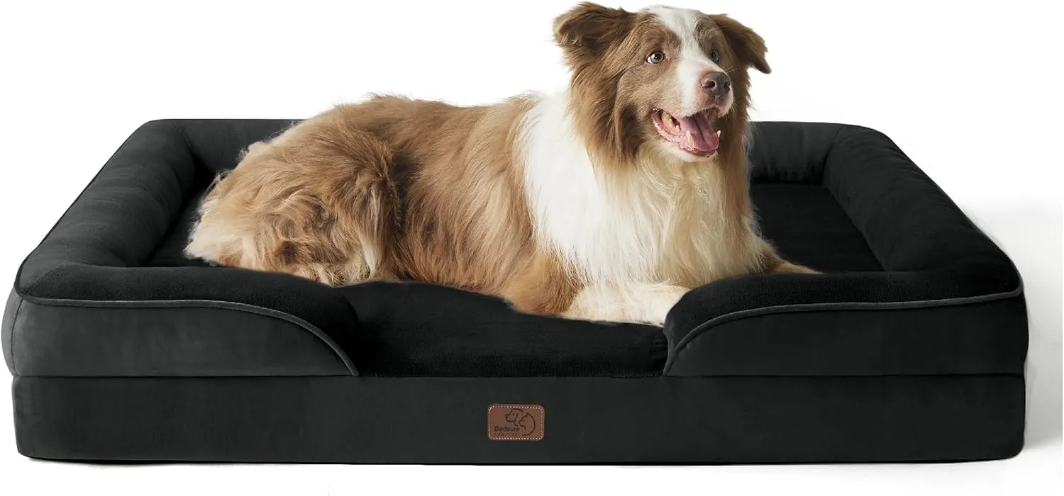 BEDSURE Orthopaedic Dog Bed, Ergonomic Dog Sofa, 97 x 71 cm, Dog Couch with Egg Carton Foam for Large Dogs, Washable, N…