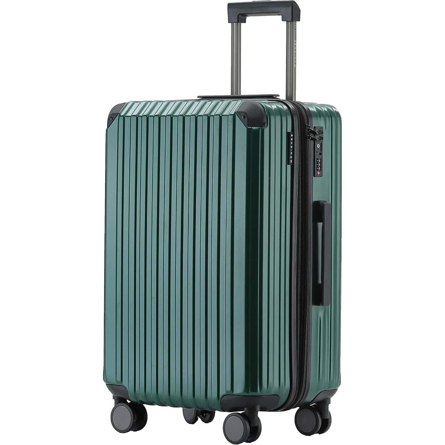 Münicase XL Hartschalenkoffer 76 cm Erweiterbar mit TSA-Schloss, Leise Doppelrollen, Großer Reisekoffer, Dunkelgreen