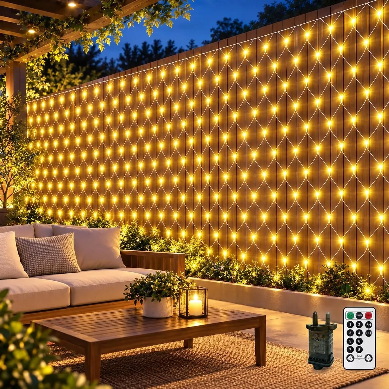 CORST 6x2M Lichternetz Mesh Lichterkette Außen Innen mit Stecker,Outdoor Garten Lichterkette für Büsche Lichterkette ne…