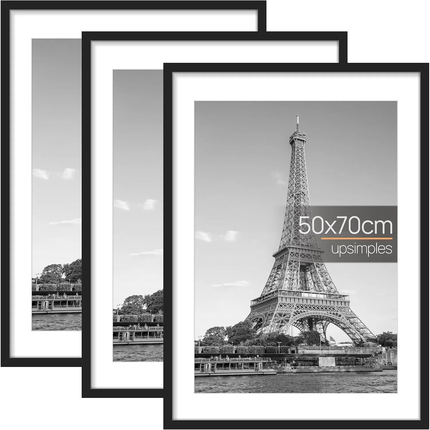 upsimples 3 Pack Bilderrahmen 50x70 Schwarz, Posterrahmen zum Aufhängen