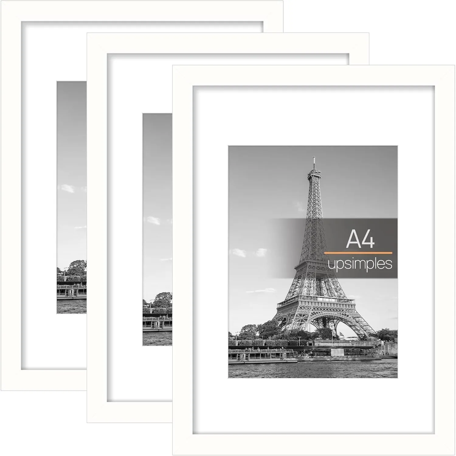 upsimples 3 Pack Bilderrahmen A4 Weiß, Kinderbilder Rahmen für Fotos