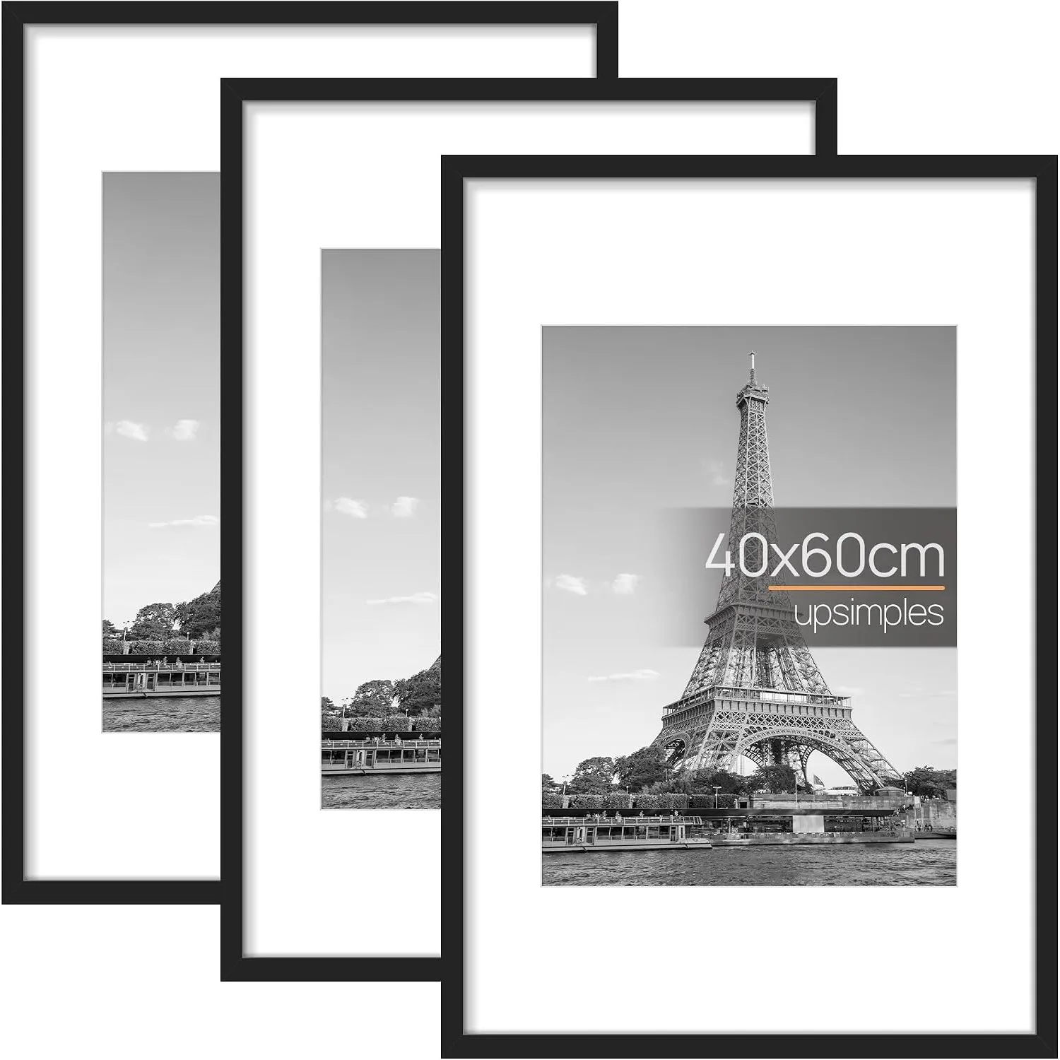 upsimples 3 Pack Bilderrahmen 40x60 Schwarz, Posterrahmen für Fotografie