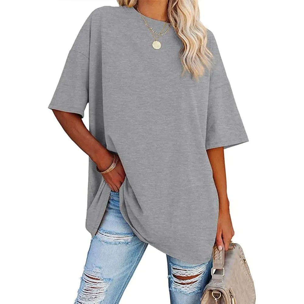 Ebifin Damen Oversize T Shirt Rundhals Kurzärmeliges Tops Casual Lockere Basic Sommer Tee Shirts Bluse.