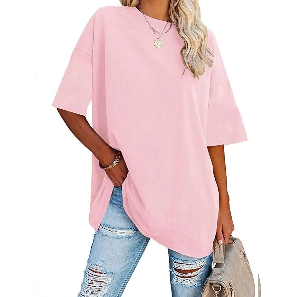 Ebifin Damen Oversize T Shirt Rundhals Kurzärmeliges Tops Casual Lockere Basic Sommer Tee Shirts Bluse.