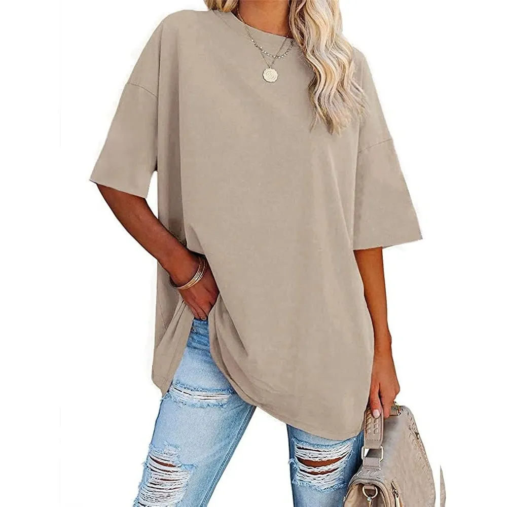 Ebifin Damen Oversize T Shirt Rundhals Kurzärmeliges Tops Casual Lockere Basic Sommer Tee Shirts Bluse.