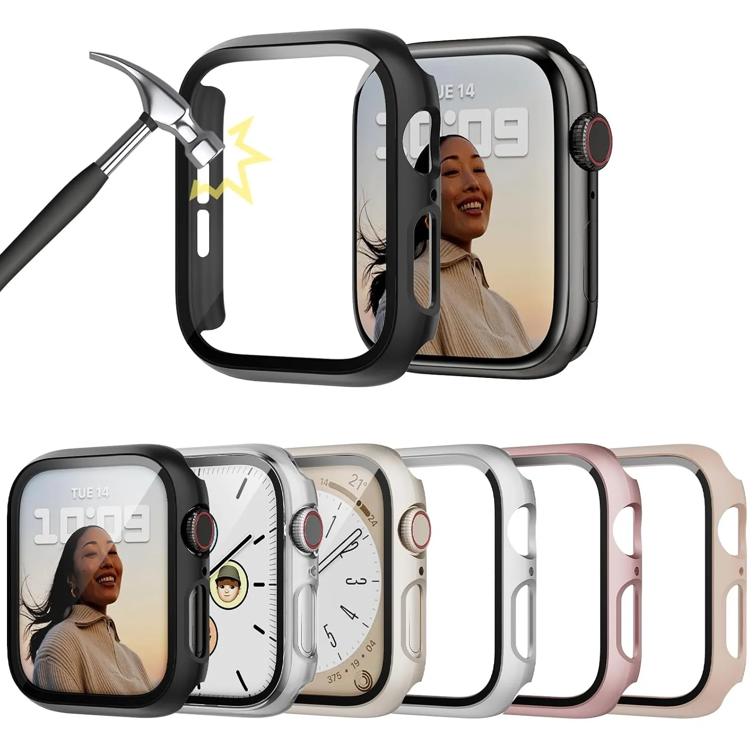 Lovmunia 6-Stück Schutzhülle mit Displayschutzfolie Kompatibel mit Apple Watch SE3(2025)/SE2/SE/6/5/4 40mm, Rundum Hard…