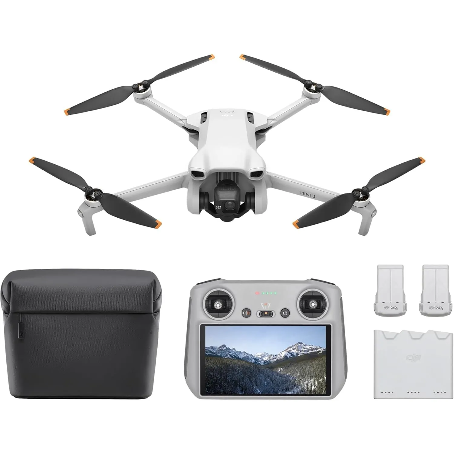 DJI Mini 3 Fly More Combo (DJI RC) – Ultraleichte, Faltbare Mini Drohne mit Kamera 4K HDR, Bis zu 114 Min Flugzeit (3 A…