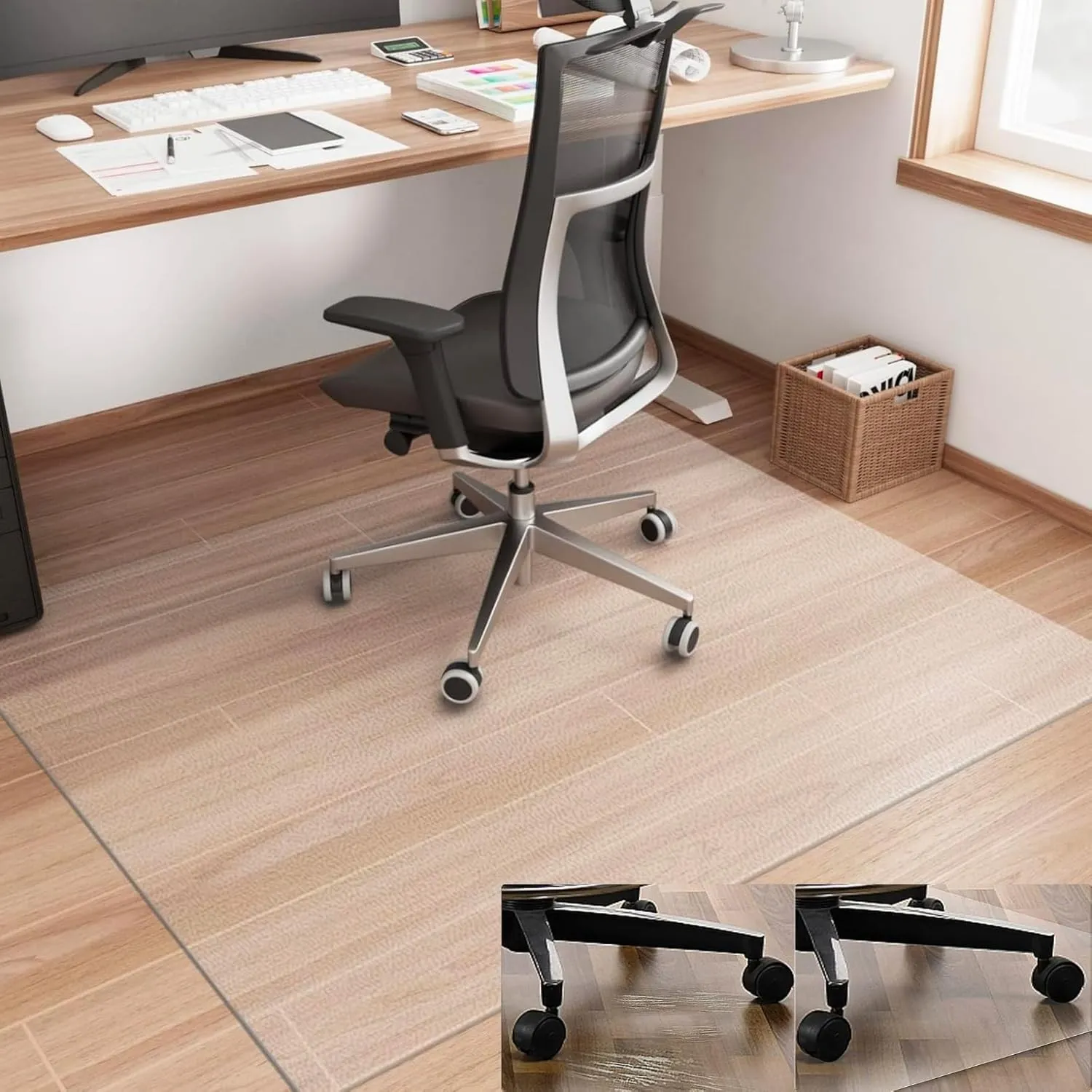 Artwelt Bodenschutzmatte Bürostuhl Transparent 1.5mm Bodenmatte 180X100cm