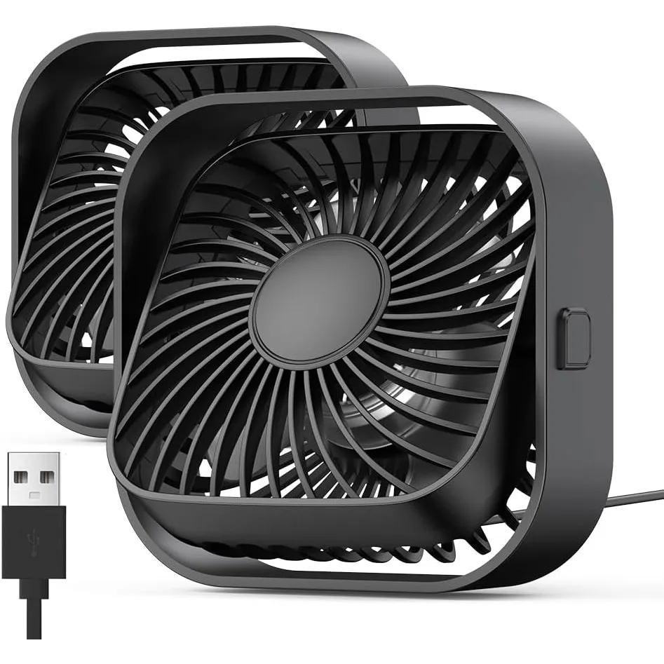 TOPK USB Ventilator 2 Stück Mini Tischventilatoren leiser Betrieb, USB Powered Tischventilator, 3 Geschwindigkeiten und…