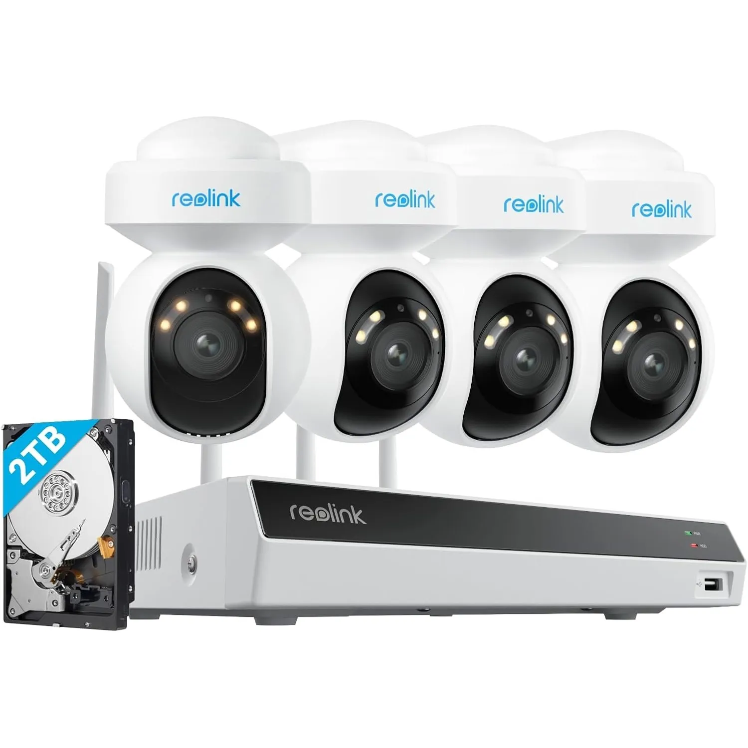 Reolink 4K Wi-Fi PT Überwachungskamera Set, 12-Kanal Wi-Fi NVR mit 2TB HDD