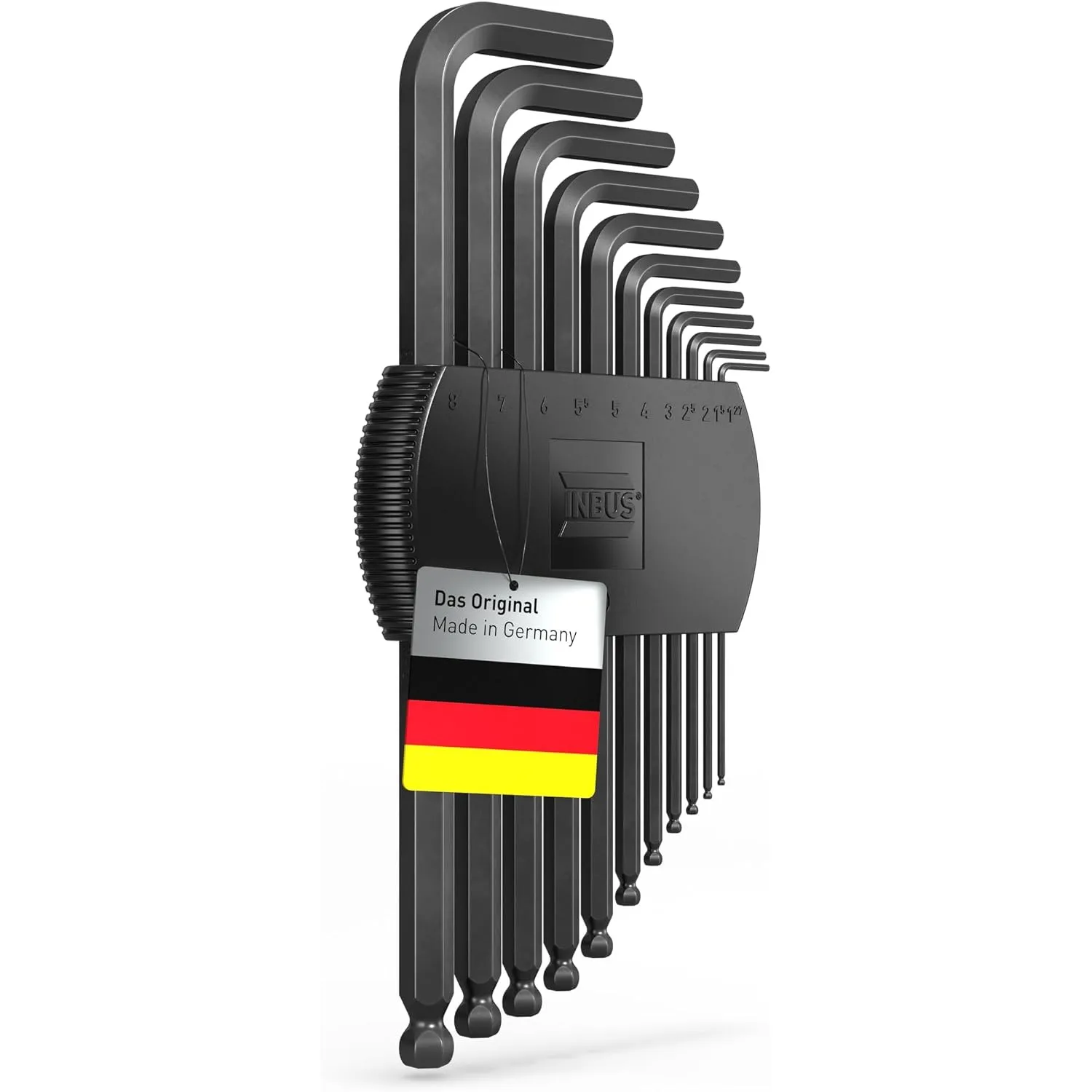 INBUS® Winkelschraubendreher Set 11tlg, 1.27–8mm, mit Kugelkopf