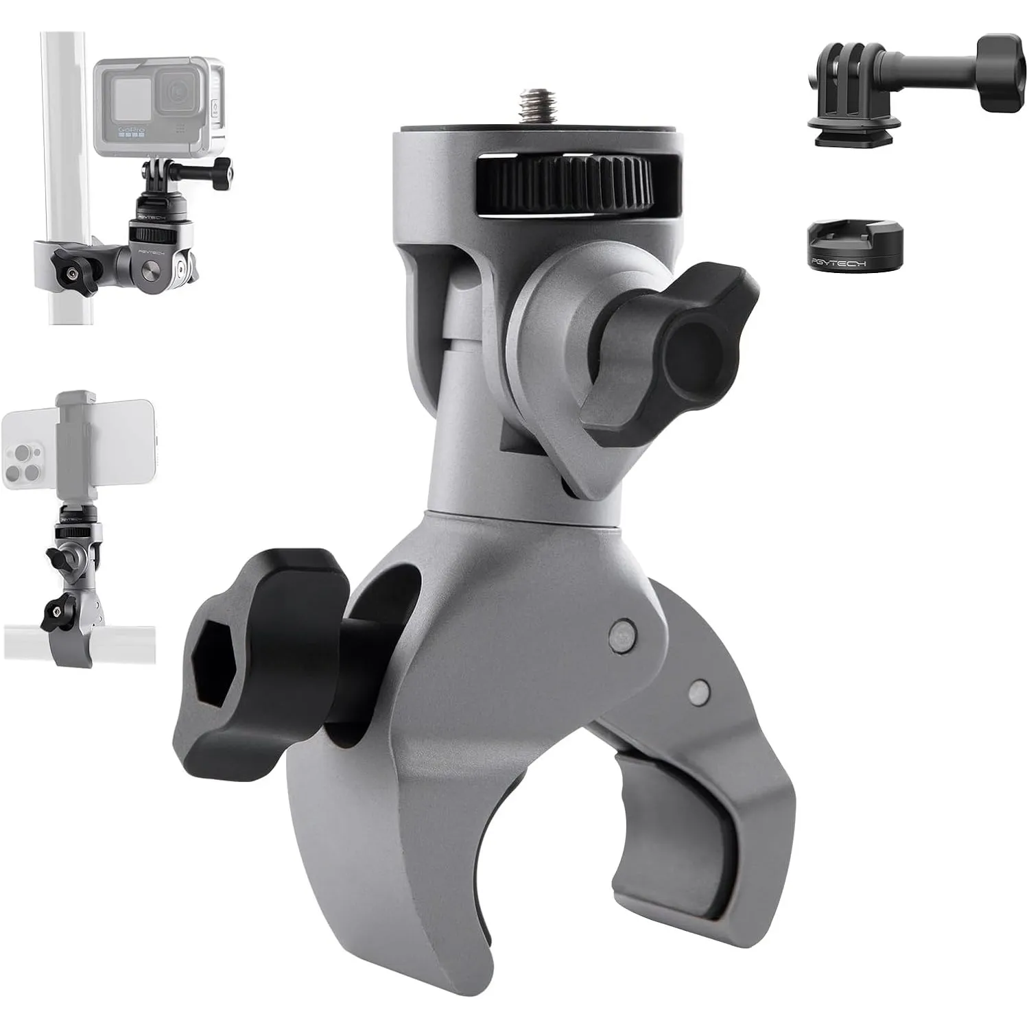 PGYTECH CapLock Super Clamp Mount Heavy Duty Robuste Klemme Aluminium Motorrad Halterung für Insta360 Ace Pro 2/X5/X4 L…