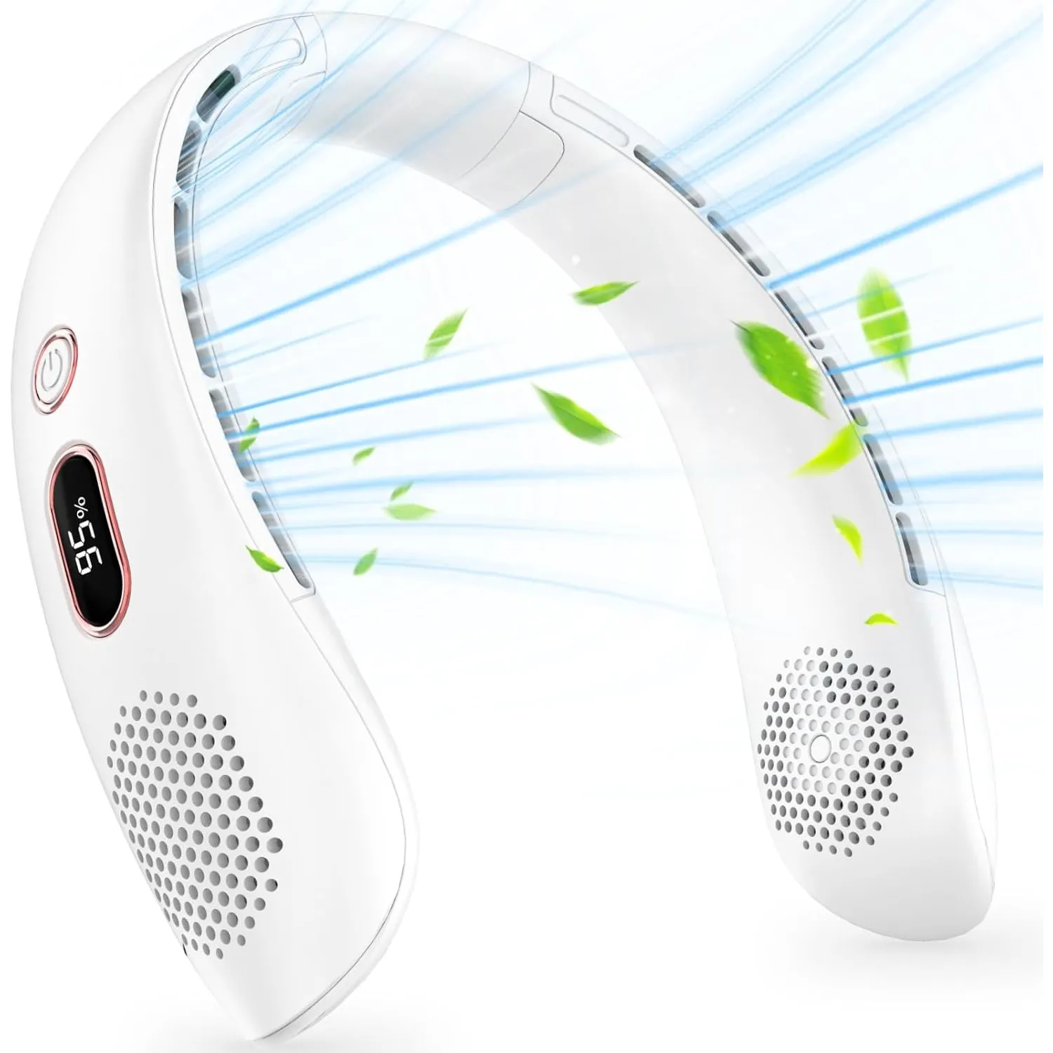 YAZEKY Tragbarer Nackenventilator Leise USB - 360° Kühlung Hals Ventilator mit LCD Display, 3 Stufen Rotorloser Ventila…