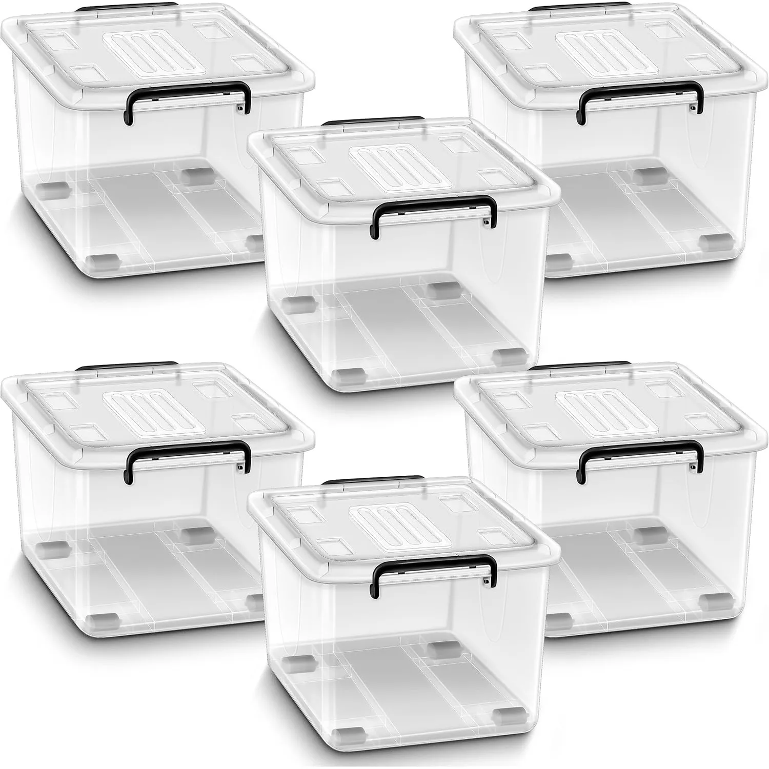 tillvex® Aufbewahrungsboxen mit Deckel 6er Set - 13 Liter, lebensmittelecht