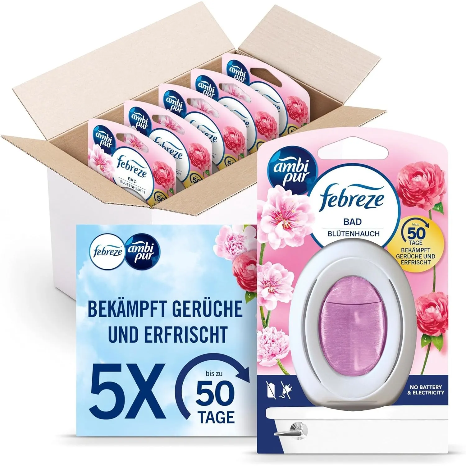Febreze Bad Lufterfrischer Blütenhauch, 5 Stück
