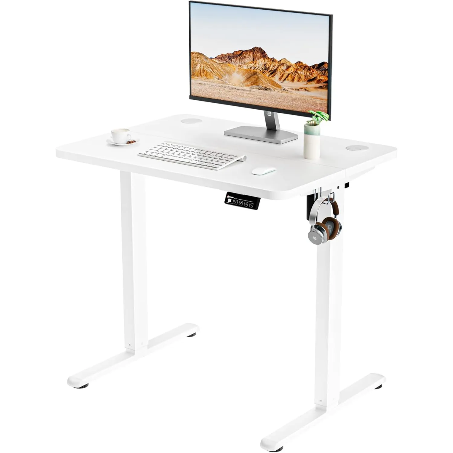 ERGOMAKER Höhenverstellbarer Schreibtisch Elektrisch 80x60cm Weiß