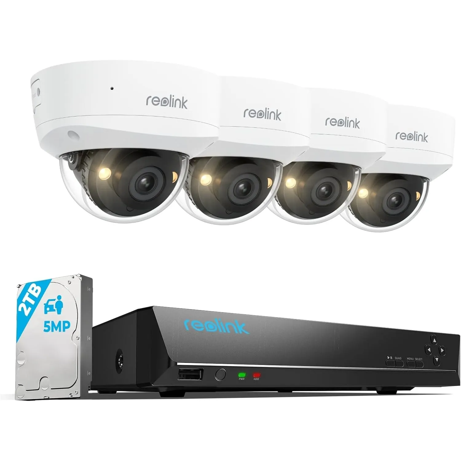 Reolink 5MP PoE Überwachungskamera Aussen Set, Farb-Nachtsicht, RLK8-500V4 | 4 Vandalensicheren PoE Außenkameras, 2,8mm…