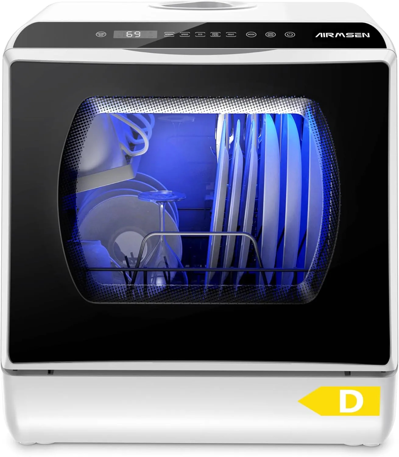 AIRMSEN Tischgeschirrspüler, Mini Geschirrspüler mit 5+1 Programme & 5L Wassertank, 2 Wege Wasserversorgung, Touch Cont…