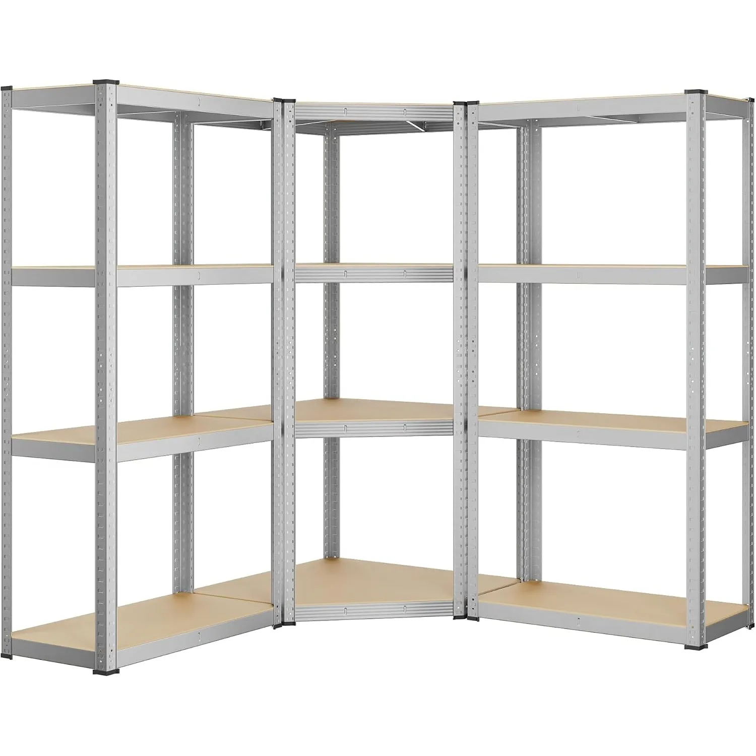 SONGMICS Eckregal-Set 4 Ebenen, Schwerlastregal, Metall, Lagerregal für Garage, Abstellraum, Kellerregal, bis 1500 kg b…