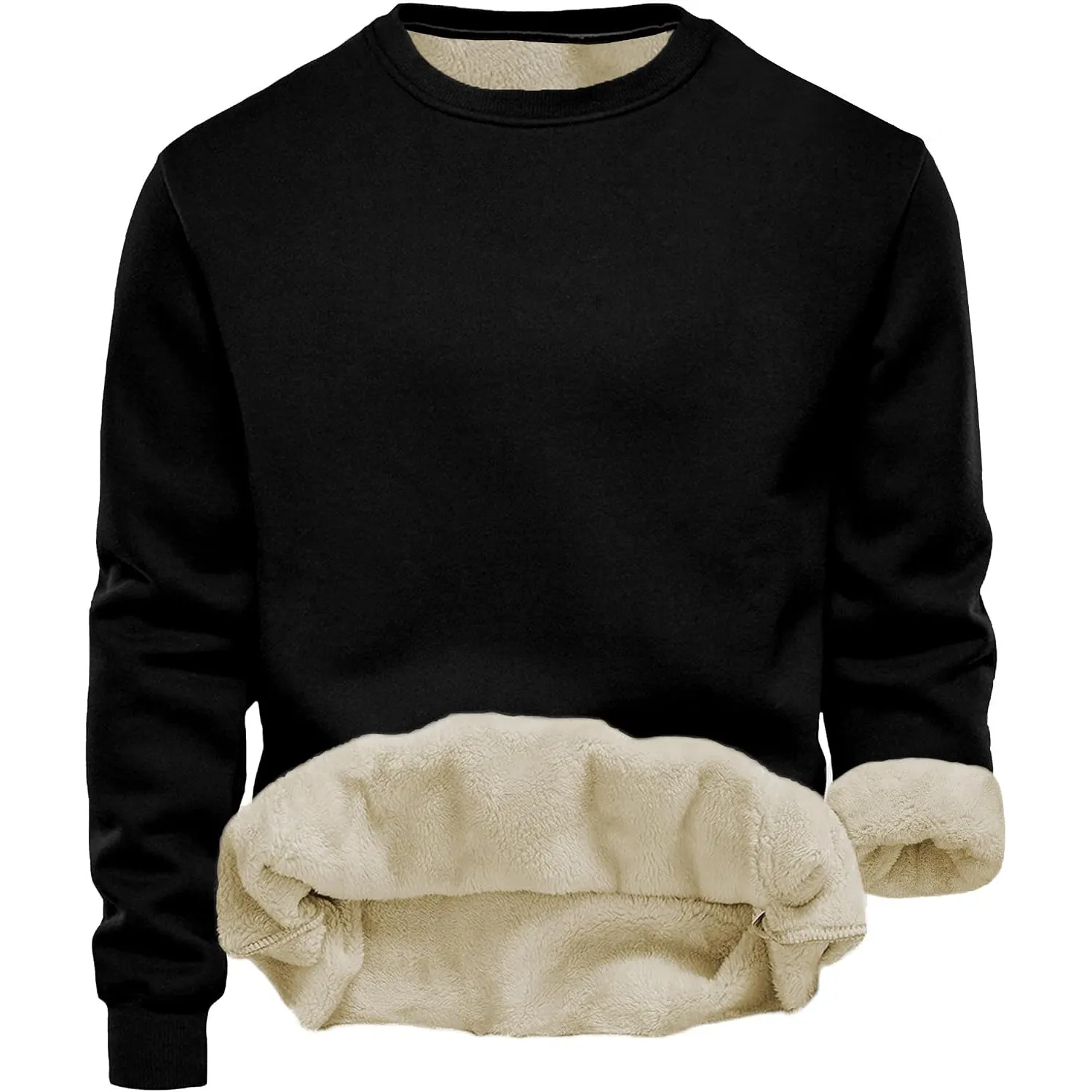 Tincini Herren Sweatshirt Winter Dickes Fleece Pullover Casual Rundhals Gefüttert Sweater Warm Langarm Pulli Winterpull…