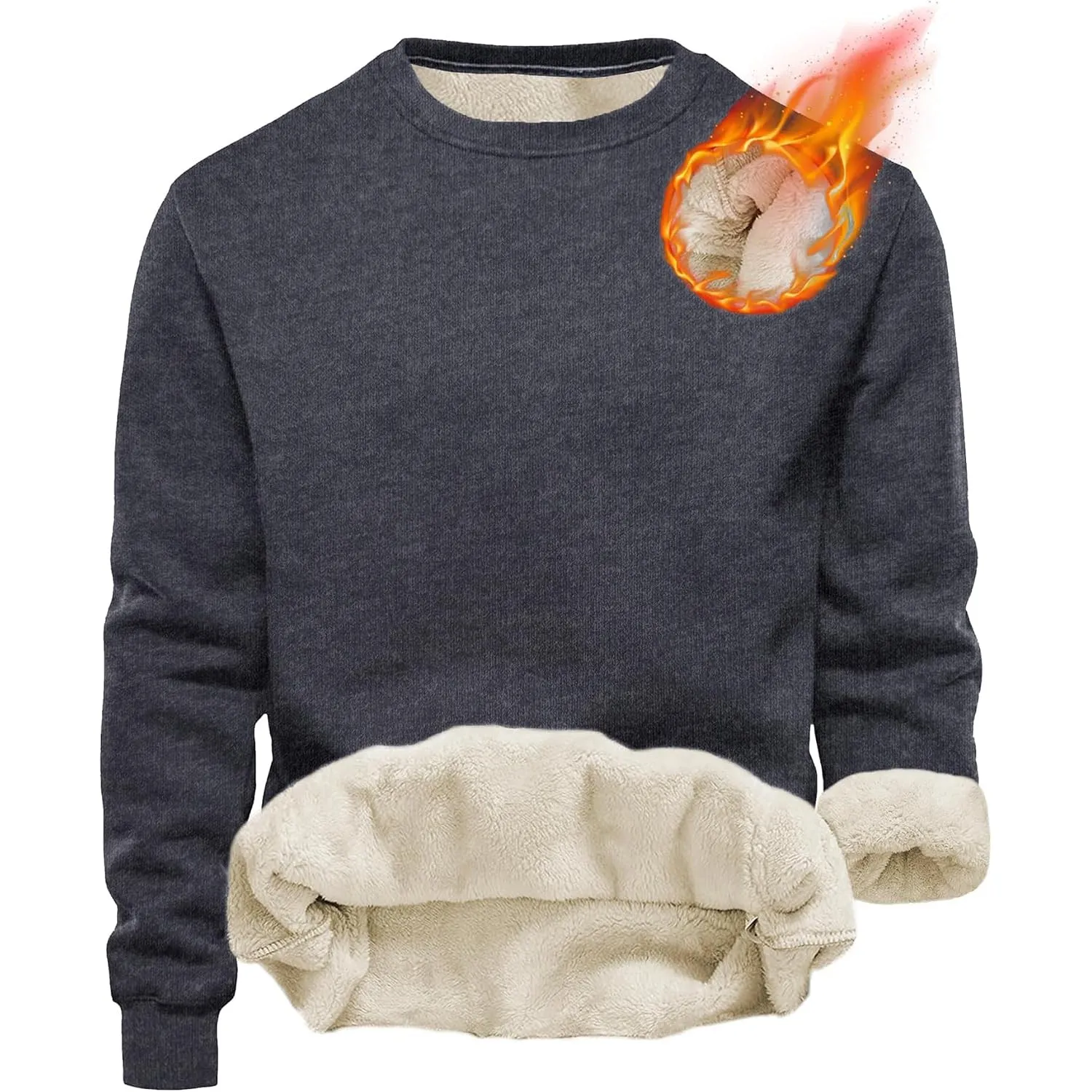 Tincini Herren Sweatshirt Winter Dickes Fleece Pullover Casual Rundhals Gefüttert Sweater Warm Langarm Pulli Winterpull…