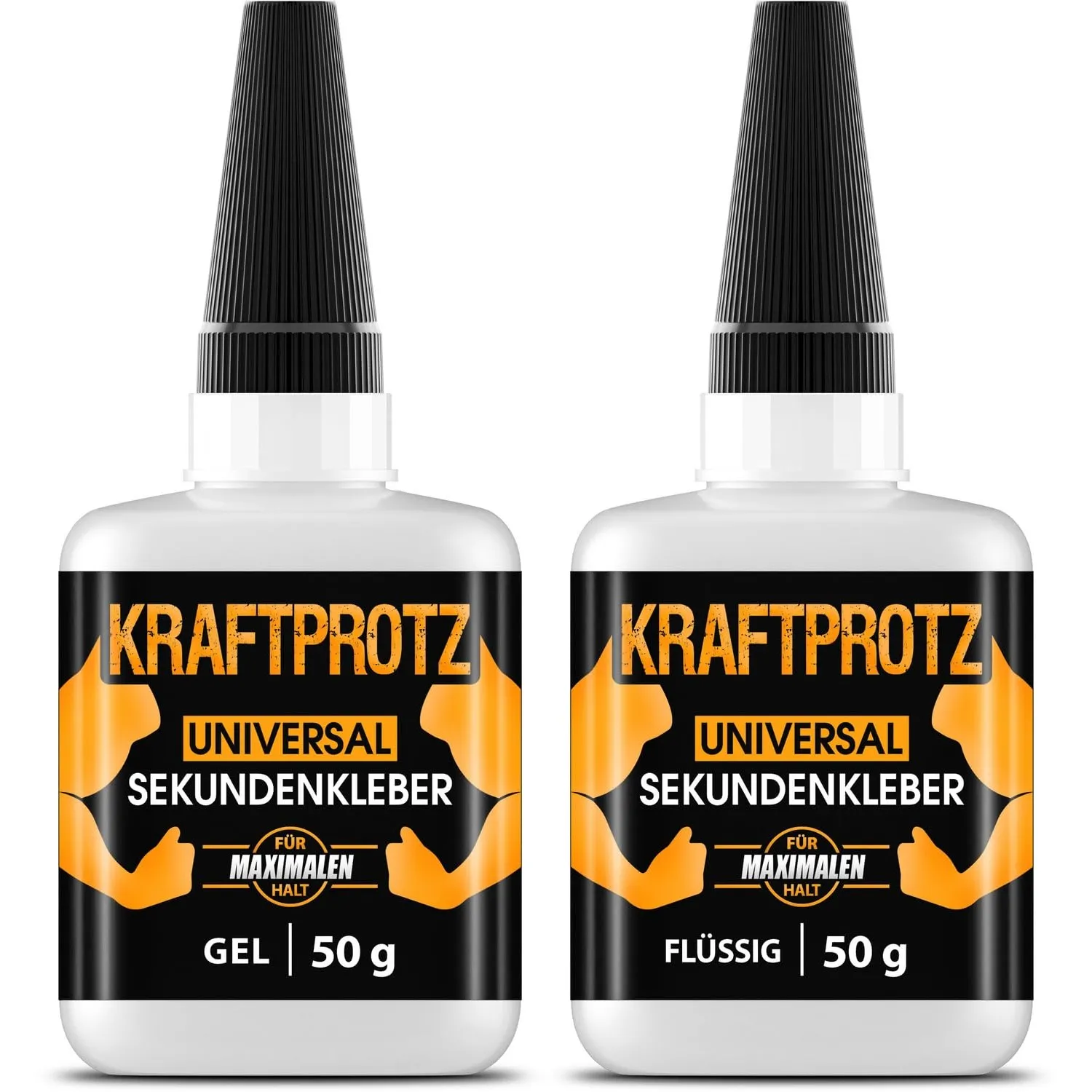2× 50 g Sekundenkleber Set – Flüssig & Gel – KRAFTPROTZ Superkleber extra stark, wasserfest & hitzebeständig – Anti-Aus…