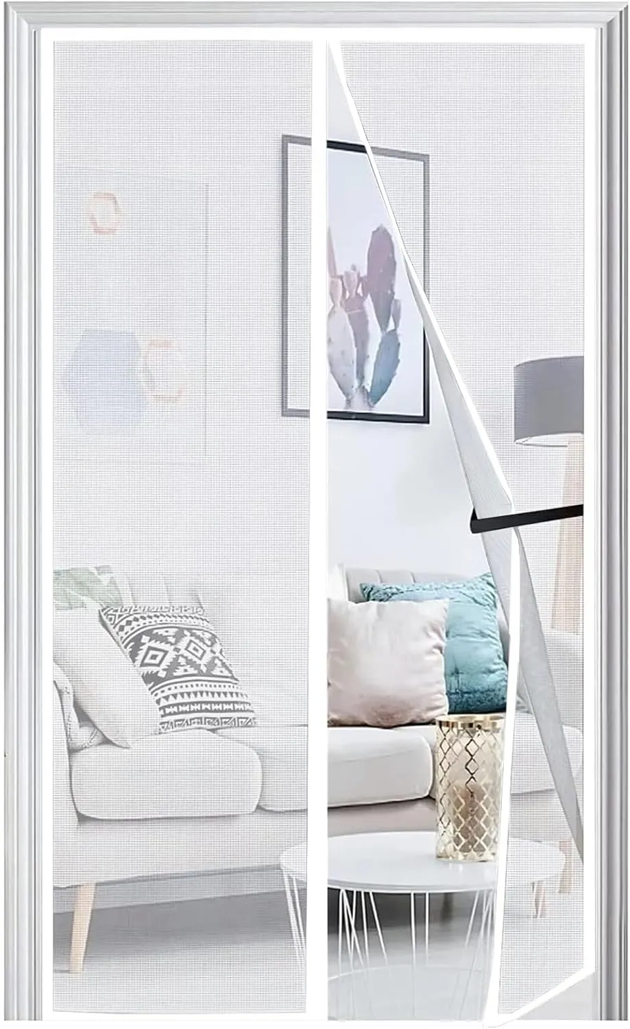 Panngu Magnetic Fly Screen Door 110 x 200cm White, Bugs Out with Doors Screen Curtain, Heavy Duty Screens Doors Nets Ke…