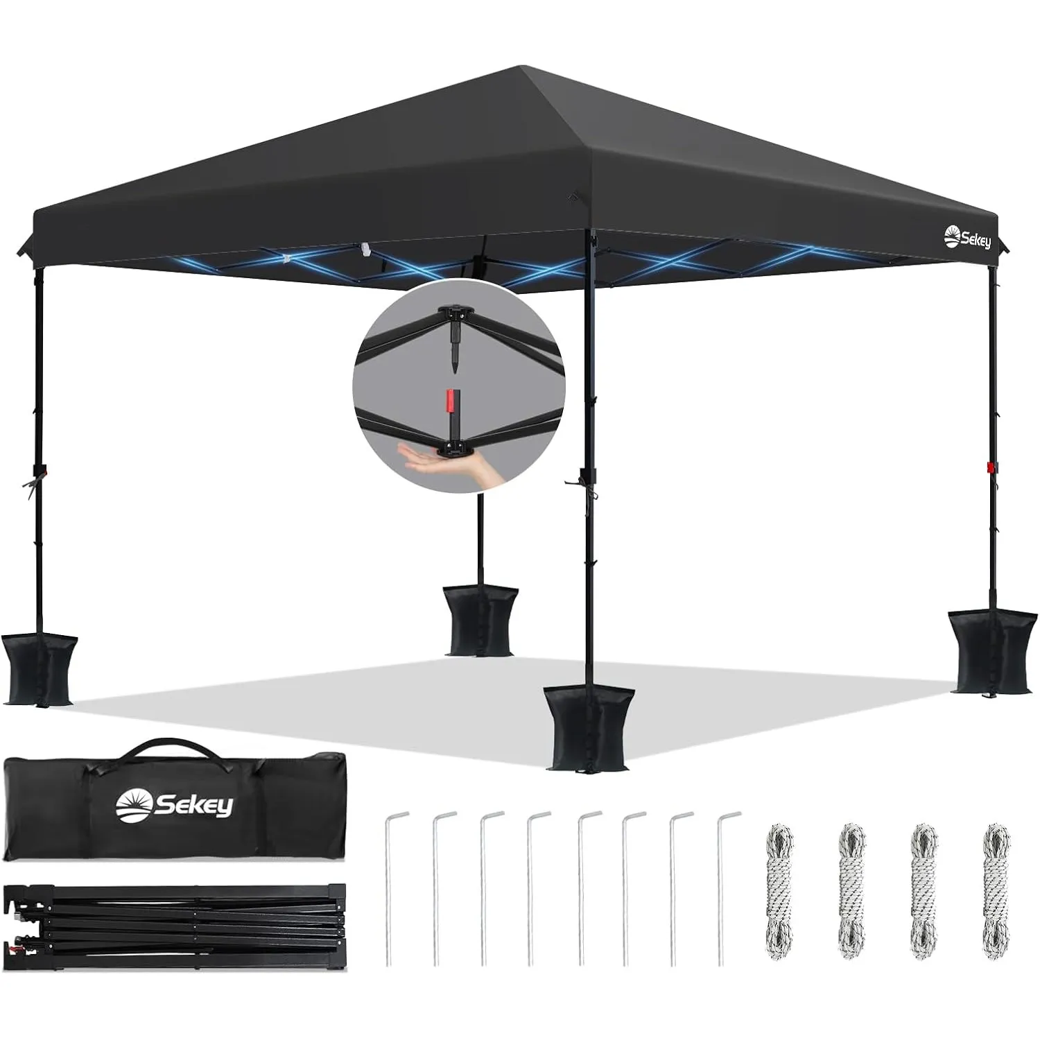 Sekey Premium Serie | Pop Up Pavillon 3x3 Wasserdicht Stabil Winterfest