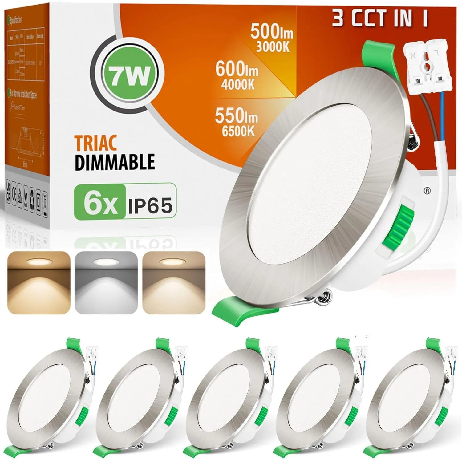 ALUSSO LED Einbaustrahler 230V Dimmbar Flach LED Spots 7W IP65 Deckenspots 68mm Warmweiß Neutralweiß Kaltweiß Einbauleu…